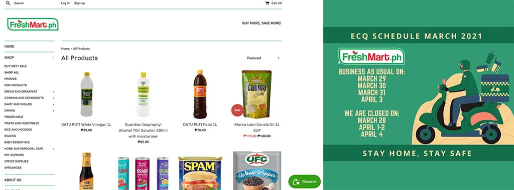 condiments and drinks of online supermarket Freshmart