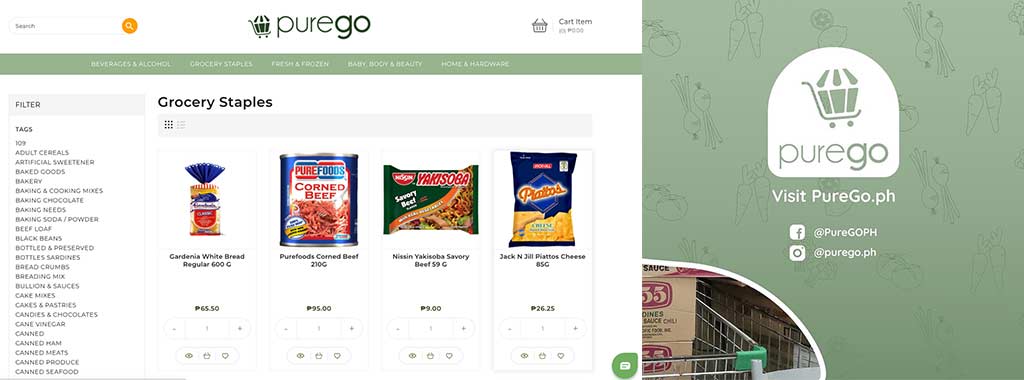 snacks and bread of online grocery 