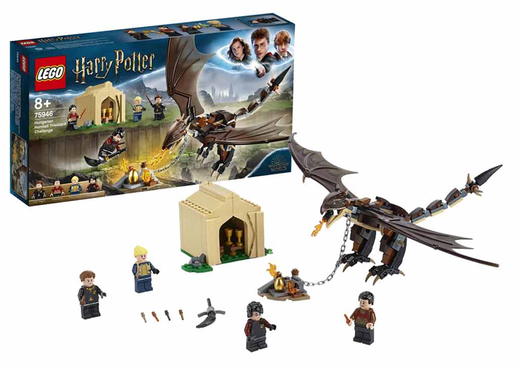 lego dragon and harry potter figurines 