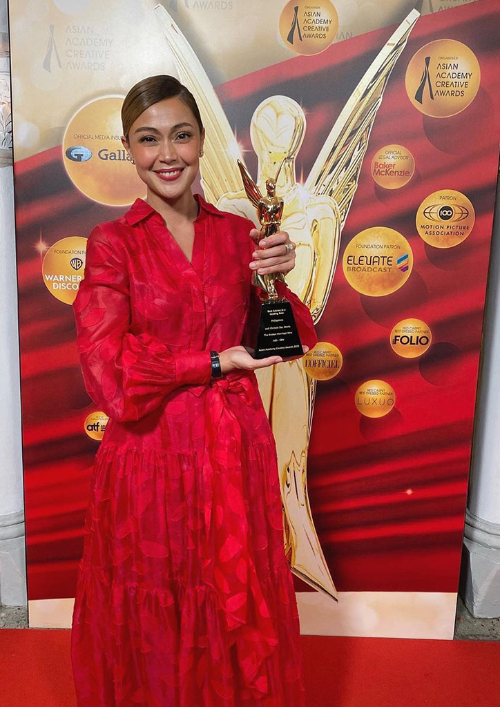 Jodi Sta. Maria wins the Best Actress Award at the Asian Academy Creative Awards 2022